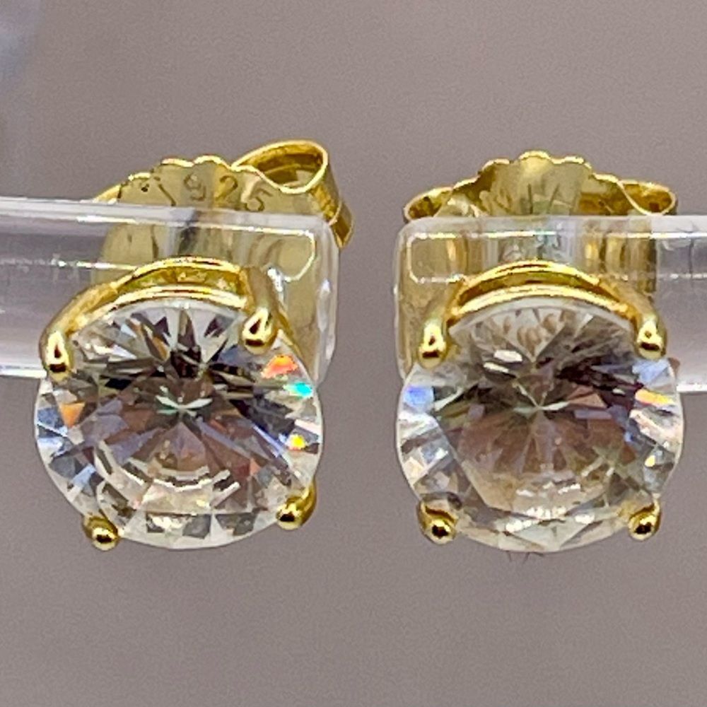 HSN Radiance by Absolute Gold Tone Stud Earrings. Stamped 925 Sterling Silver